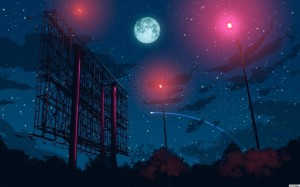 Создать мем: арт ночное небо, аниме пейзаж, аниме ночное небо
