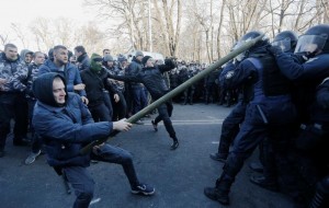 Create meme: riot police vs fans, a crowd of riot police, Riots in Moscow