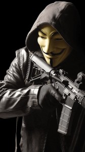 Создать мем: anonymous в капюшоне, стандофф 2, люди в масках с оружием