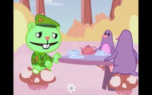 Создать мем: happy tree friends персонажи giggles, счастливые лесные друзья флиппи, happy tree friends pop angry