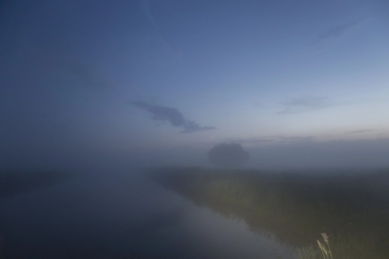 Create meme: the shore in the fog, nature fog, lake fog
