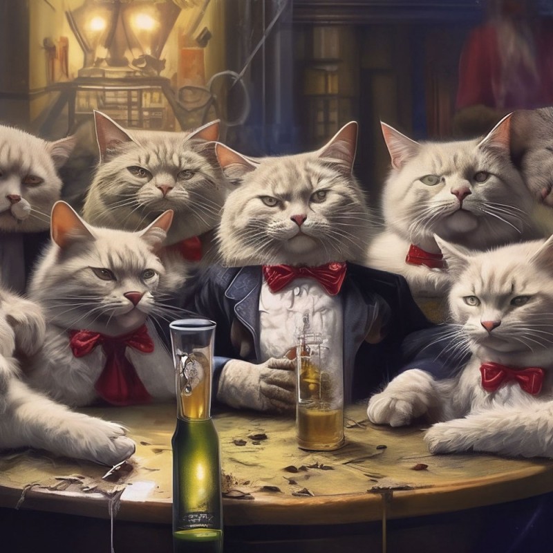 Create meme: the cat in law, cats playing poker picture, painting cats