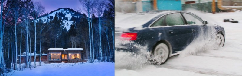 Create meme: a skidding car in winter, audi a 4 allroad, winter driving