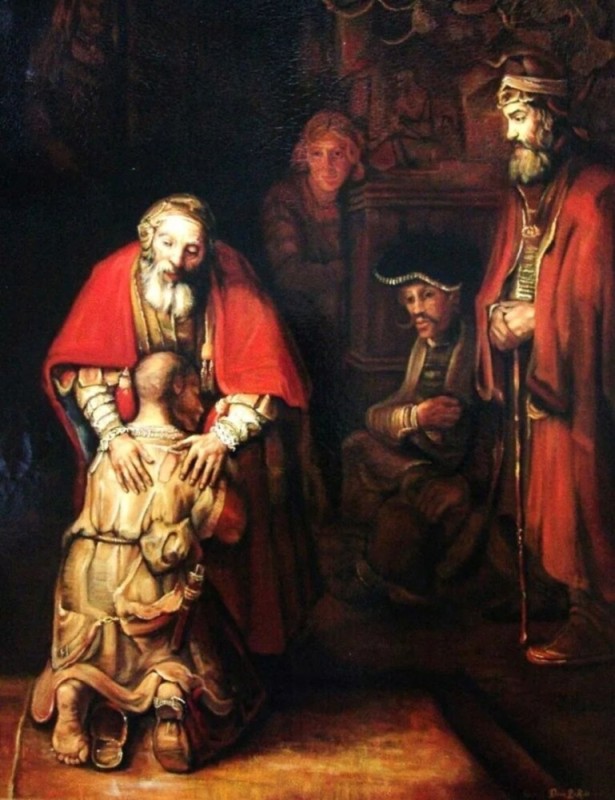 Создать мем: картина возвращение блудного сына, рембрандт ван рейн возвращение блудного сына, рембрандт харменс ван рейн возвращение блудного сына