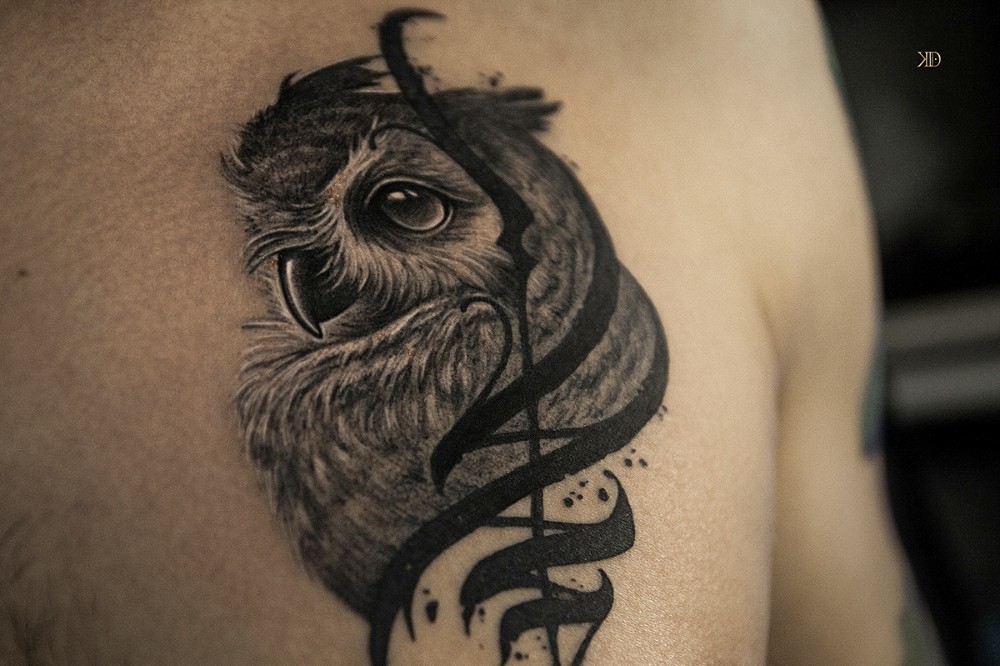 Create meme "owl tattoo photo, owl on shoulder, tattoo owl on shoulder...