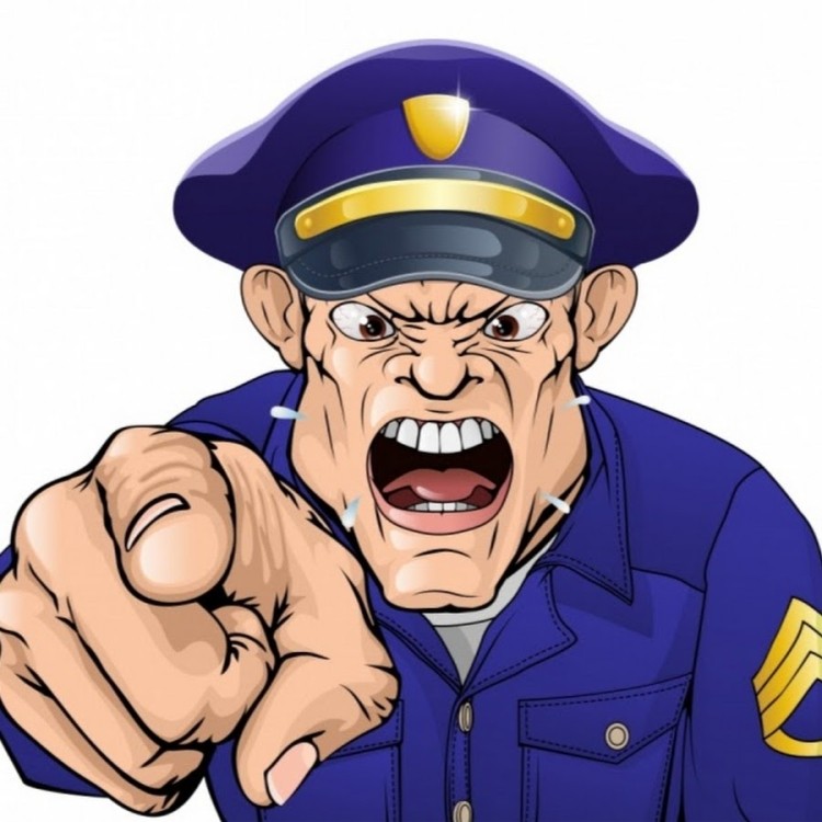 Create meme: angry cop, a frame from the movie, shouting and pointing
