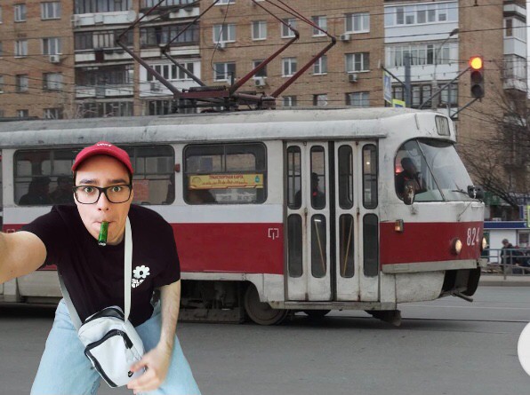 Create meme: guy , tram , tram 