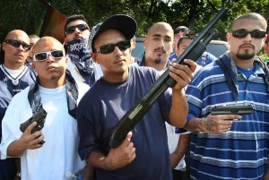 Create meme: MS 13 Latinos with guns, the gang with guns, Mexican gang