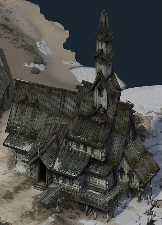 Create meme: concept art, The house is medieval, Viking house concept art