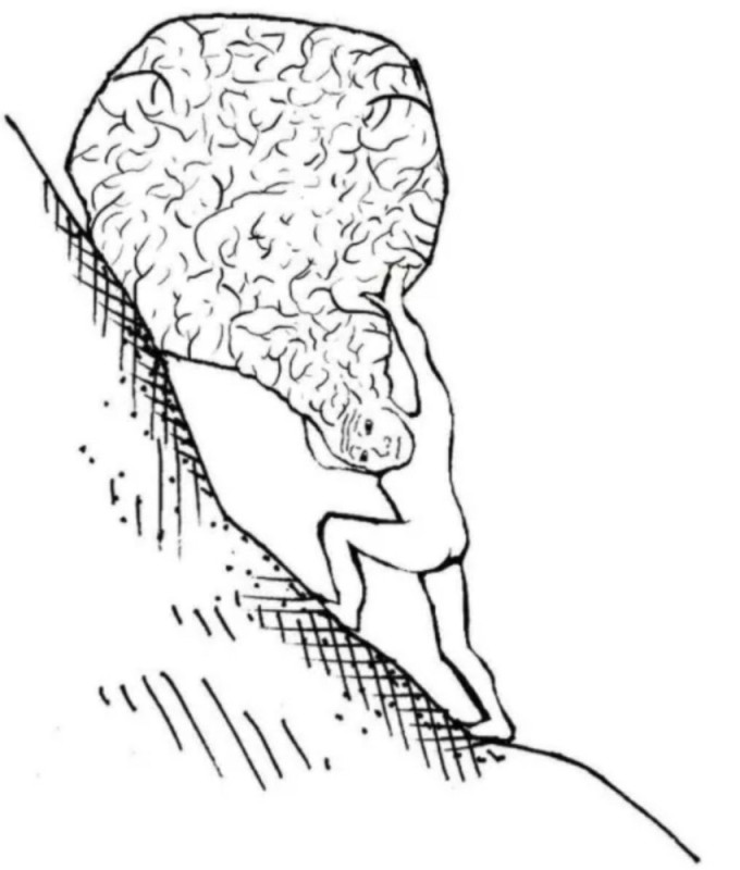 Create meme: sisyphus drawing, coloring the brain, the human brain drawing