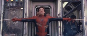 Create meme: spider-man stops the train, spider-man train, spider-man