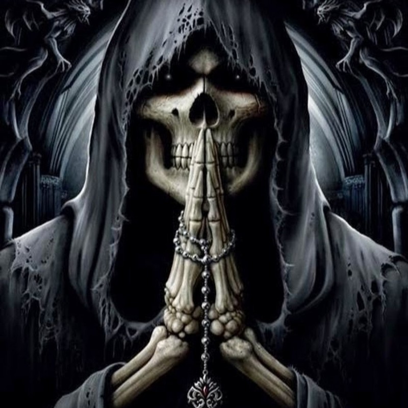 Create meme: grim reaper art, the skull in the hood, The grim reaper
