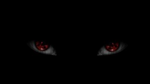 Create meme: red eyes on black background, evil eye