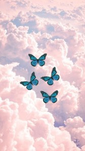 Создать мем: бабочки эстетика, розовый фон, облака розовые