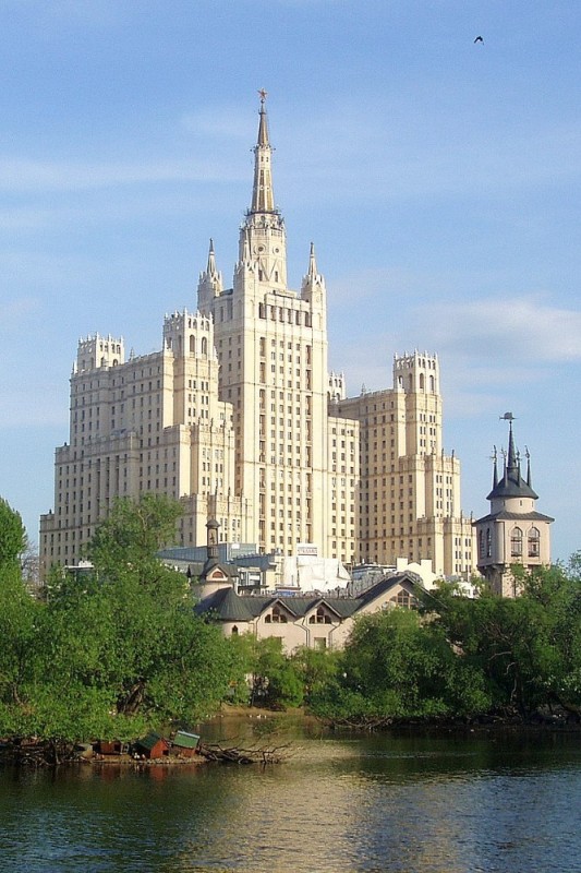 Create meme: Stalin's high-rise on the barricade, Stalin's high-rise on Kudrinskaya Square, high-rise on the barricade
