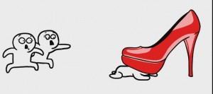 Создать мем: каблук прикол, красные туфли, мужик под каблуком
