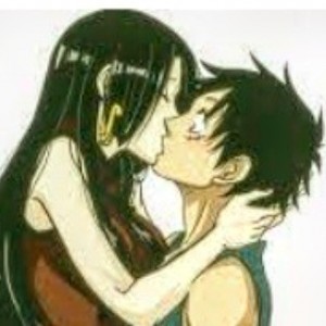 Create meme: luffy x hancock, Luffy kiss in the anime, Luffy and Hancock love kiss
