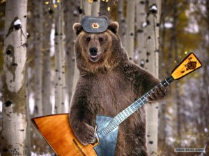 Создать мем: Медведь в шапке-ушанке и с балалайкой