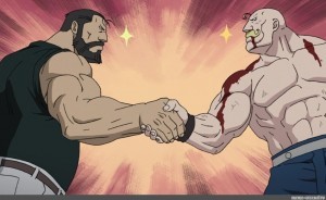 Create meme: Fullmetal alchemist Armstrong, Fullmetal alchemist handshake, Fullmetal alchemist meme handshake