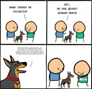 Создать мем: смешные комиксы, мем с собакой которая делает больно, мем собачка делает больно