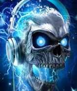 Create meme: neon skull, evil tracks, the phone is cool