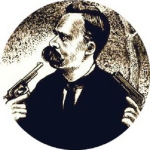 Create meme: Nietzsche with guns