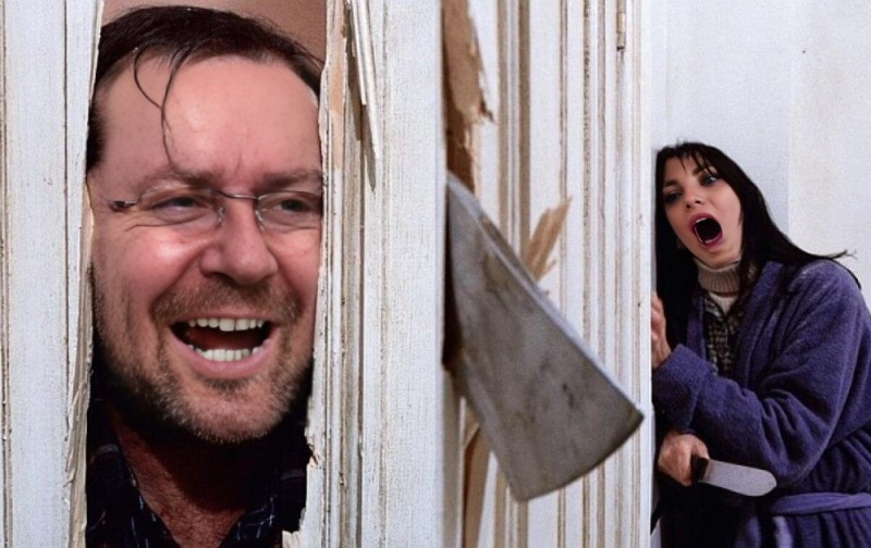 Create meme: the shining axe, the shining Jack Nicholson with an axe, lights meme axe