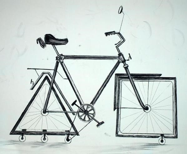 Create meme: bike , a Bicycle with square wheels, bicycle for drawing