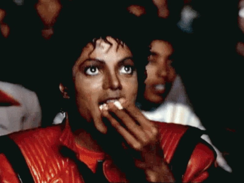 Create meme: Michael Jackson , michael jackson with popcorn, Michael Jackson Thriller