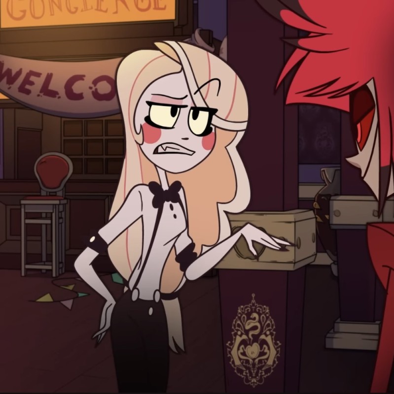 Create meme: the hotel hasbeen angel, characters hotel hazbin, charlie magne hotel hazbin