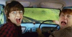 Create meme: Yarik drove, Harry Potter and Ron in the car, Harry and Ron on the machine