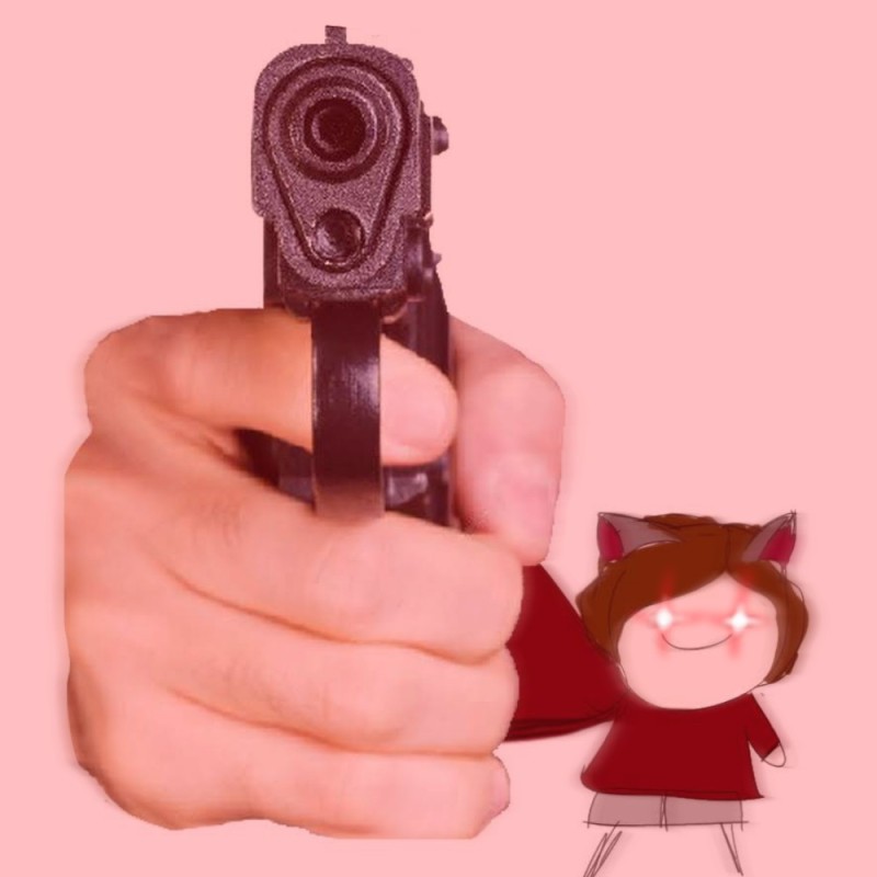 Create meme: hands with a gun, a gun pointed at the camera art, weapons in hand