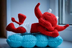 Create meme: the little devil crochet, amigurumi lobster, knitted devil