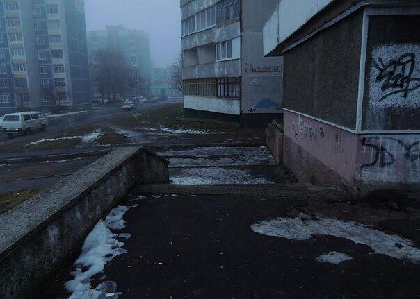 Create meme: depressive streets, spring mud, omsk yards