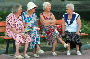 Create meme: the retirement age in Russia, old women, grandmother on the bench