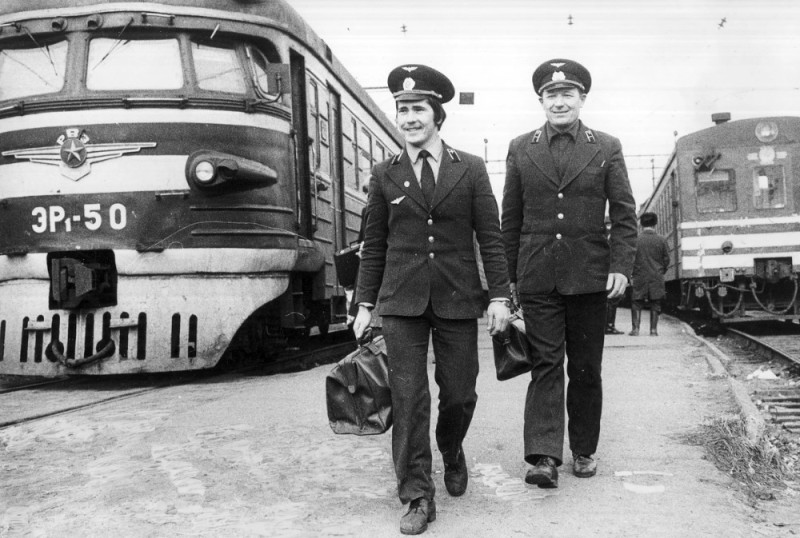 Create meme: train driver of the Ministry of Internal Affairs of the USSR, the uniform of the train driver of the USSR, USSR train