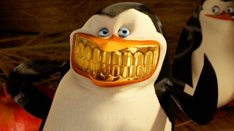 Создать мем: чача с сырком мем пингвин, пингвин из мадагаскара рокет, пингвин с золотыми зубами