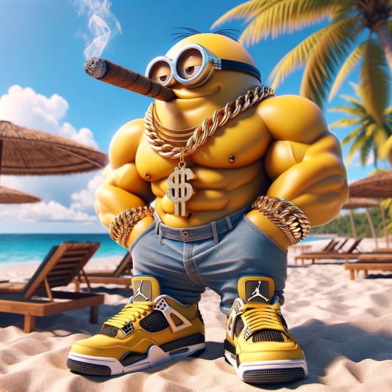 Create meme: meme Jock , minion Bob , pumped up minion