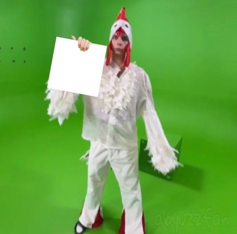 Create meme: rooster costume, chicken costume, chicken costume adult