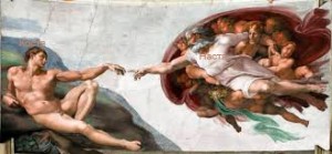 Создать мем: картина микеланджело сотворение, микеланджело сотворение, сикстинская капелла