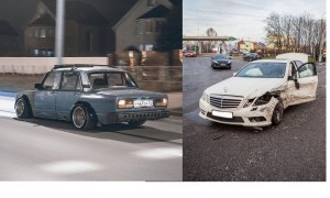 Create meme: combat classics, auto, Mercedes crash