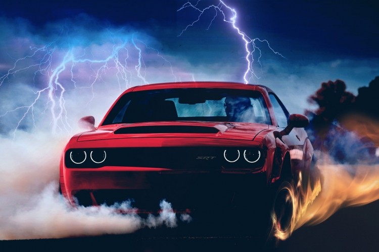 Create meme: dodge challenger demon burnout, cars with smoke, dodge challenger 