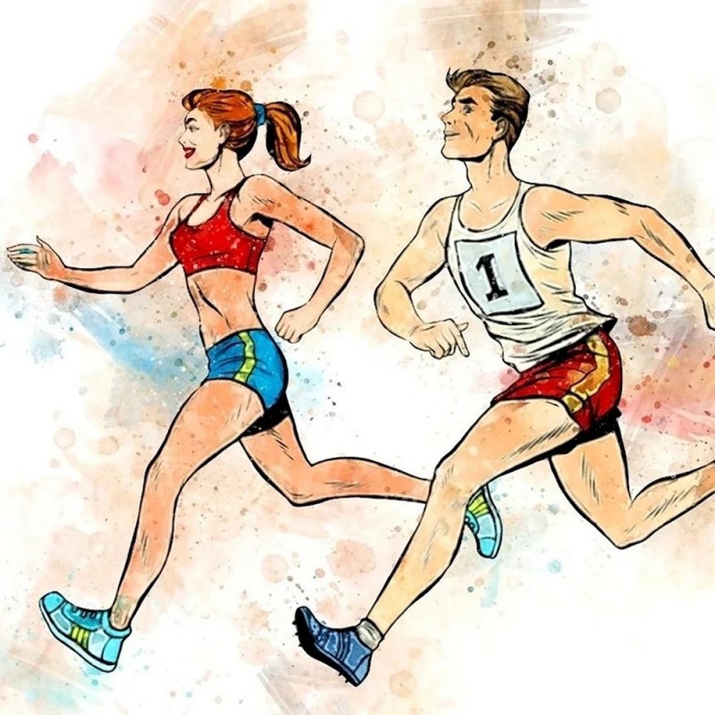 Create meme: sports illustrations, runner's drawing, a drawing on the theme of athletics