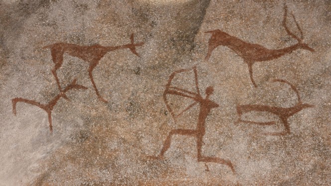 Create meme: rock art of the primitive, rock paintings of ancient people, ancient rock paintings