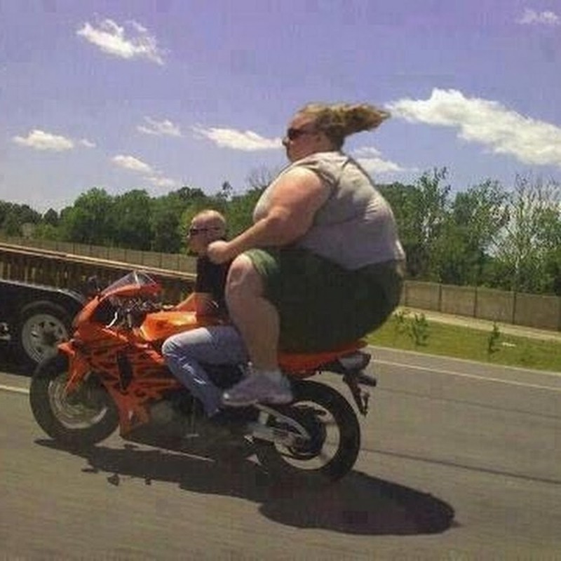 Create meme: Moto fun , fat woman on a motorcycle, fat on a moped