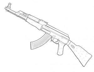 Create meme: the Kalashnikov AK-47 drawing pencil, pencil drawings machines, the picture of the AK-47 with a pencil