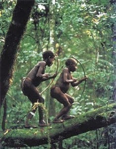 Create meme: pygmies hunting, the tribes of the Amazon, pygmies in the jungle