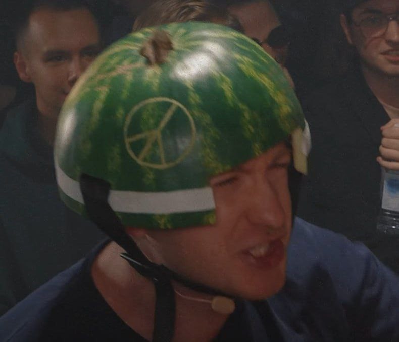 Create meme: watermelon helmet, people , watermelon helmet