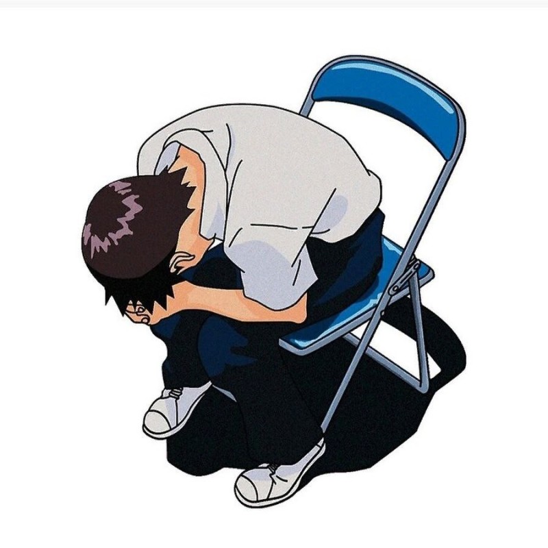 Create meme: Shinji Ikari, figure , Shinji Ikari on a chair