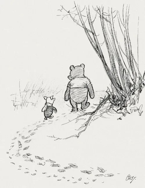 Create meme: winnie the pooh, Winnie the Pooh illustrations, piglet pencil drawing